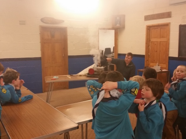 The beaver scouts are waiting for their food.